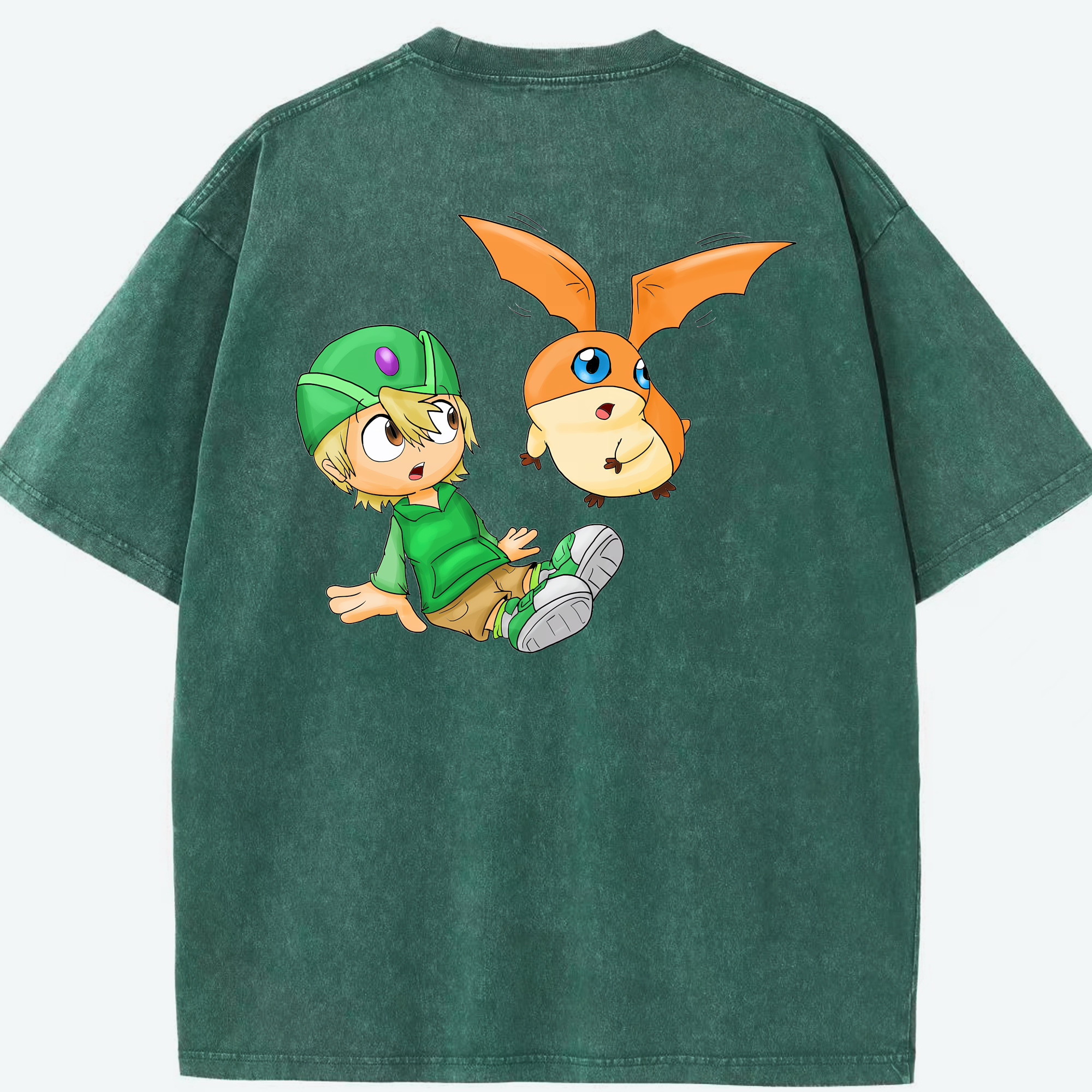 （画像用） Digimon デジタルモンスター/デジモン 綿100% ヴィンテージ風 半袖Tシャツ（背面プリント）